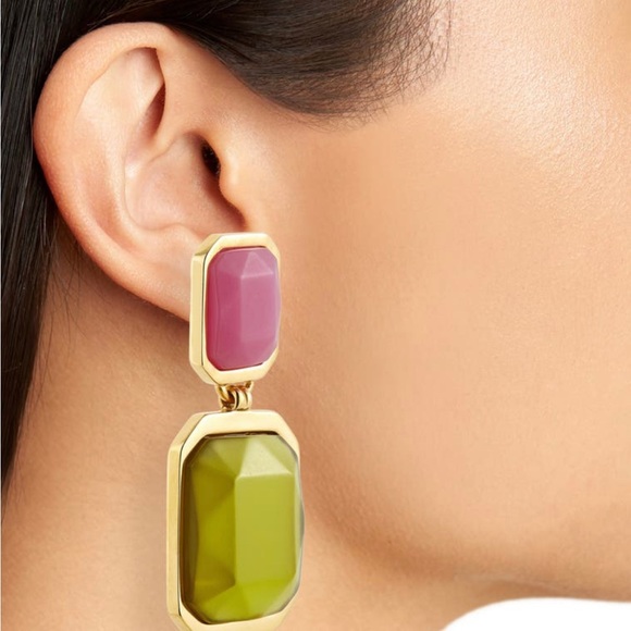 NWT SAINT LAUREN OCTAGON CLIP ON EARRINGS “AKA” - Picture 10 of 14